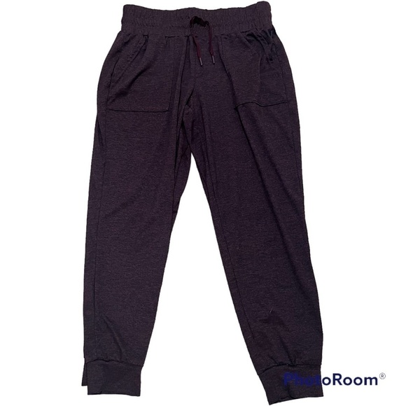 Maroon & black heathered elastic waist joggers with front pockets & drawstring M - Picture 1 of 12